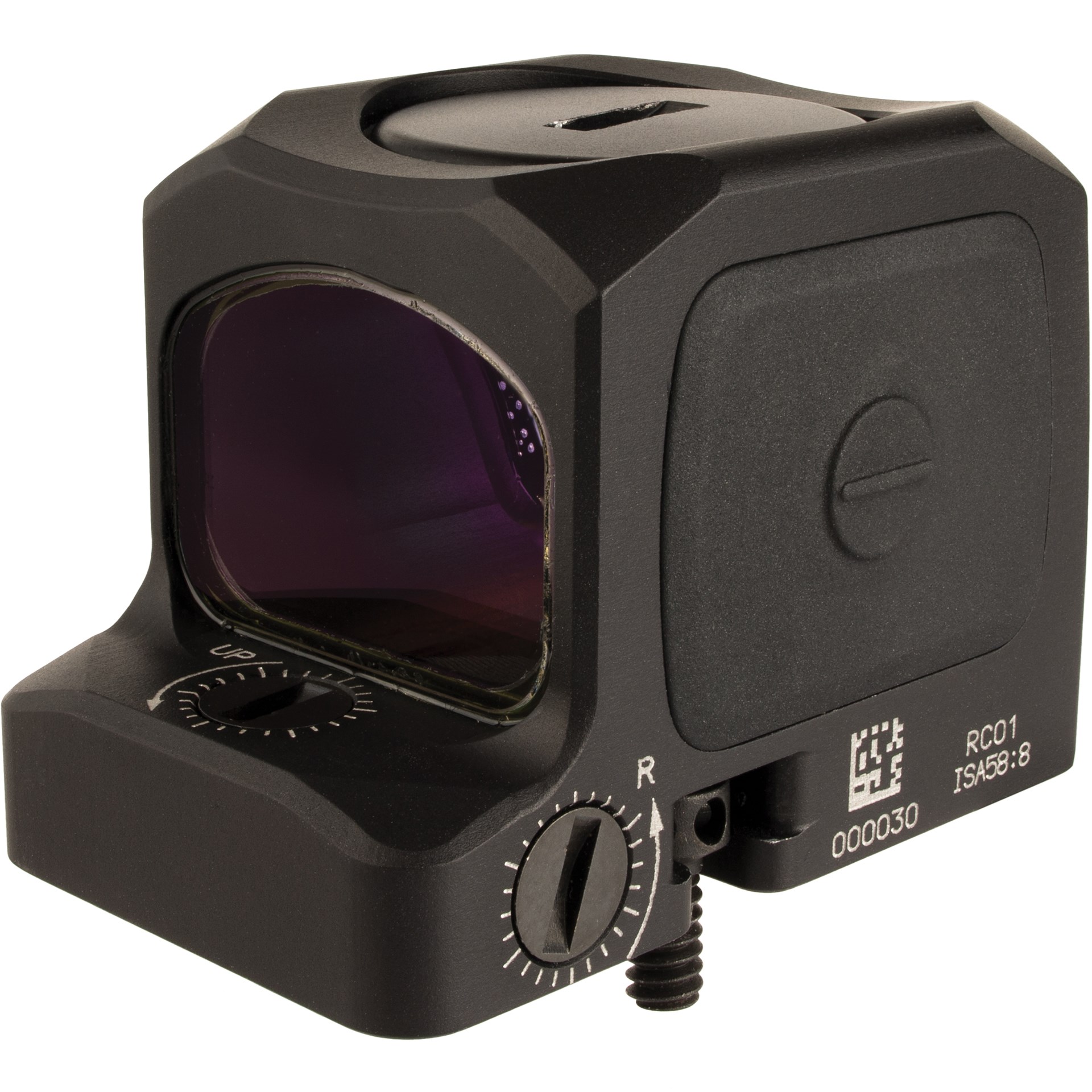 Trijicon RCR enclosed emitter red-dot reflex optic black square housing minus button battery cover on top