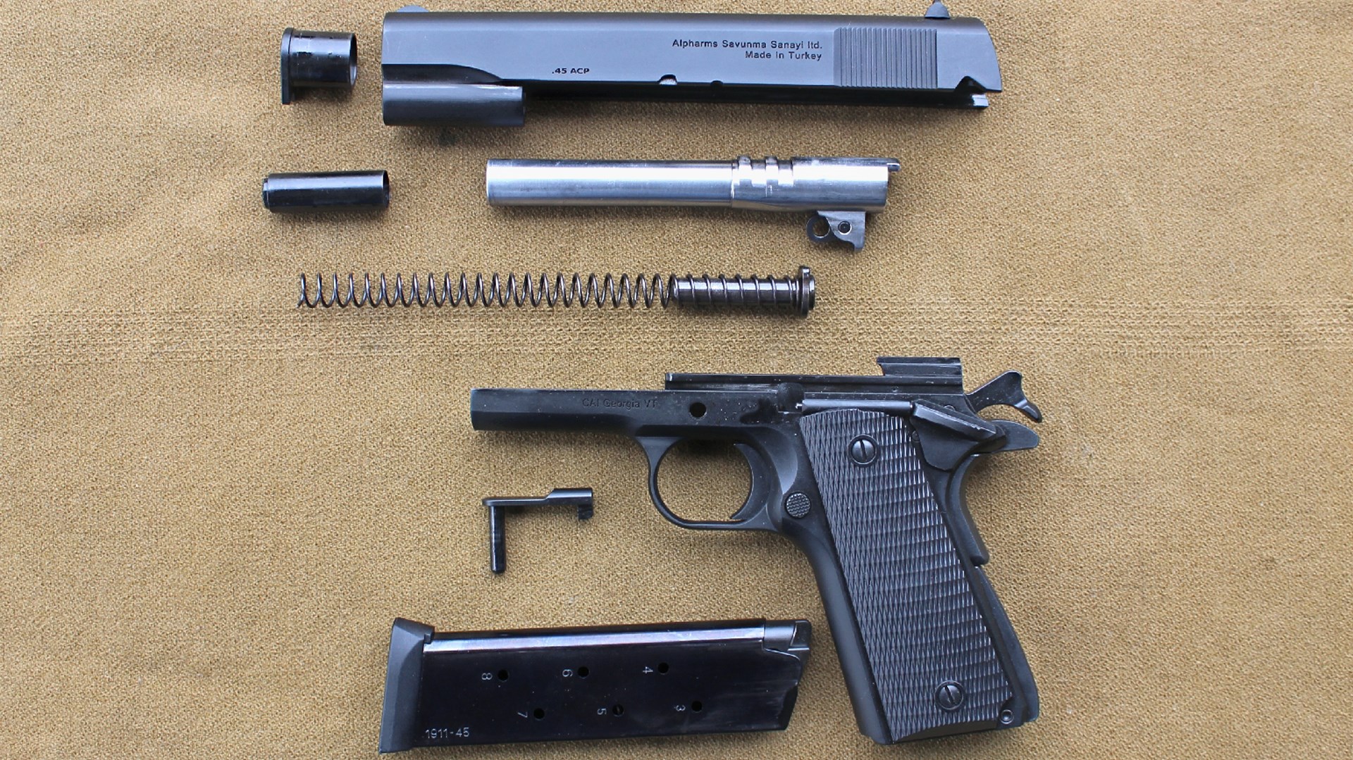 Century Arms Centurion 11 left-side view exploded parts slide barrel spring frame bushing magazine takedown pin