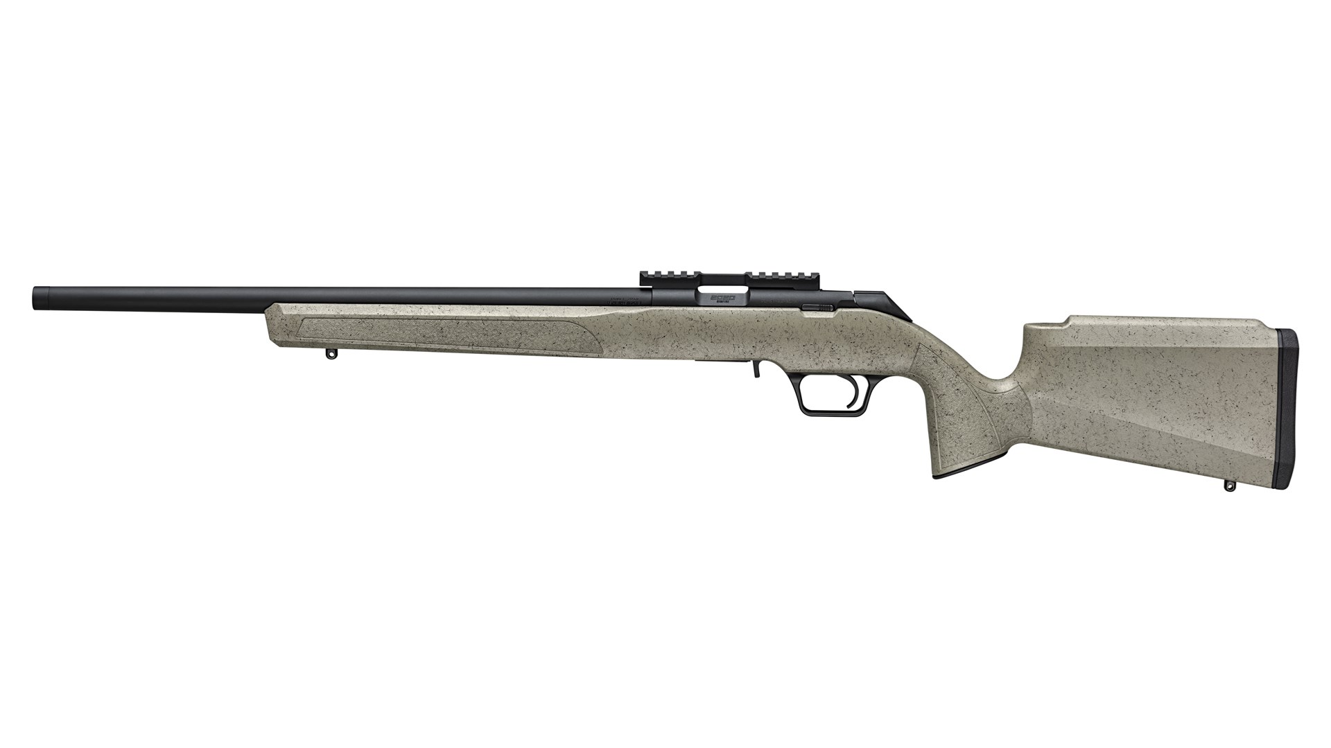 Left side of the green-colored Springfield Model 2020 Rimfire Target rifle.