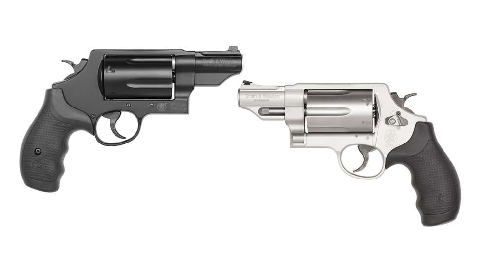 Smith & Wesson Govenor revolvers two guns left and right black and stainless steel