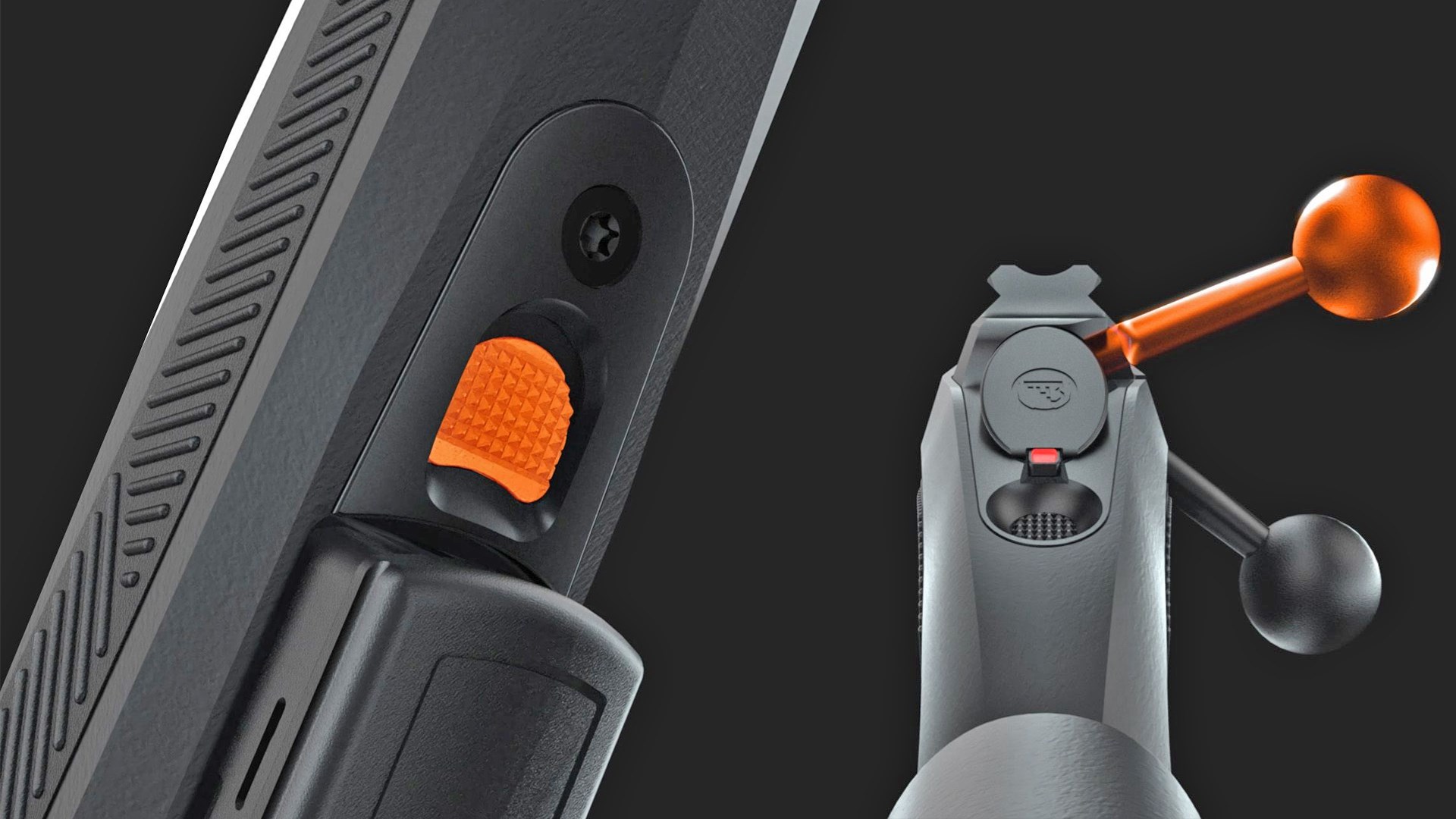 3D rendering of the rear and underside of the CZ 600 rifle.