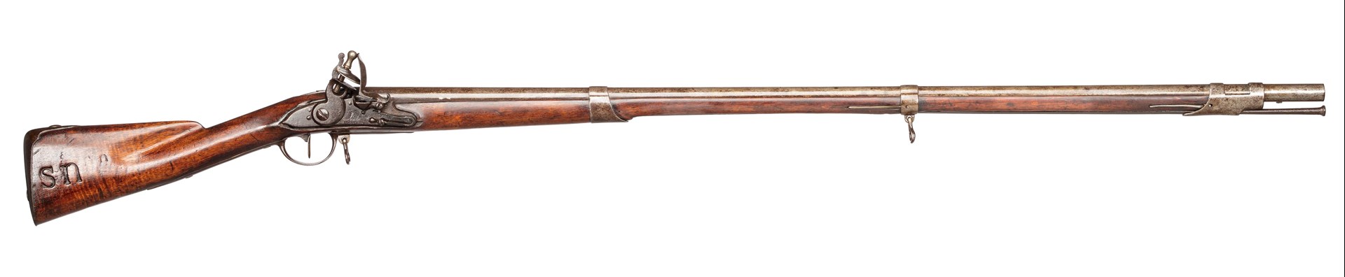A U.S.-marked Charleville musket shown on white