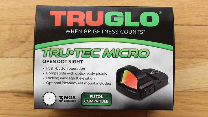 The TruGlo Tru-Tec micro sub-compact open reflex sight with green dot.