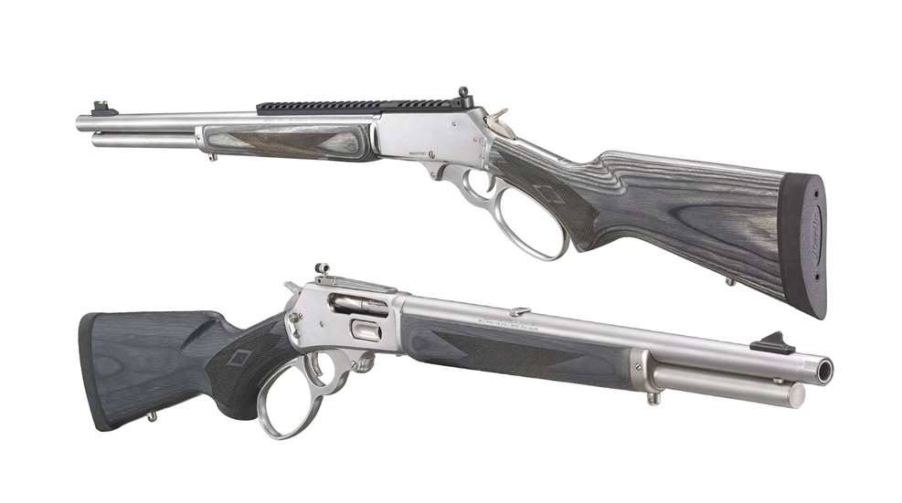 Marlin firearms lever-action rifles left and right side quatering views
