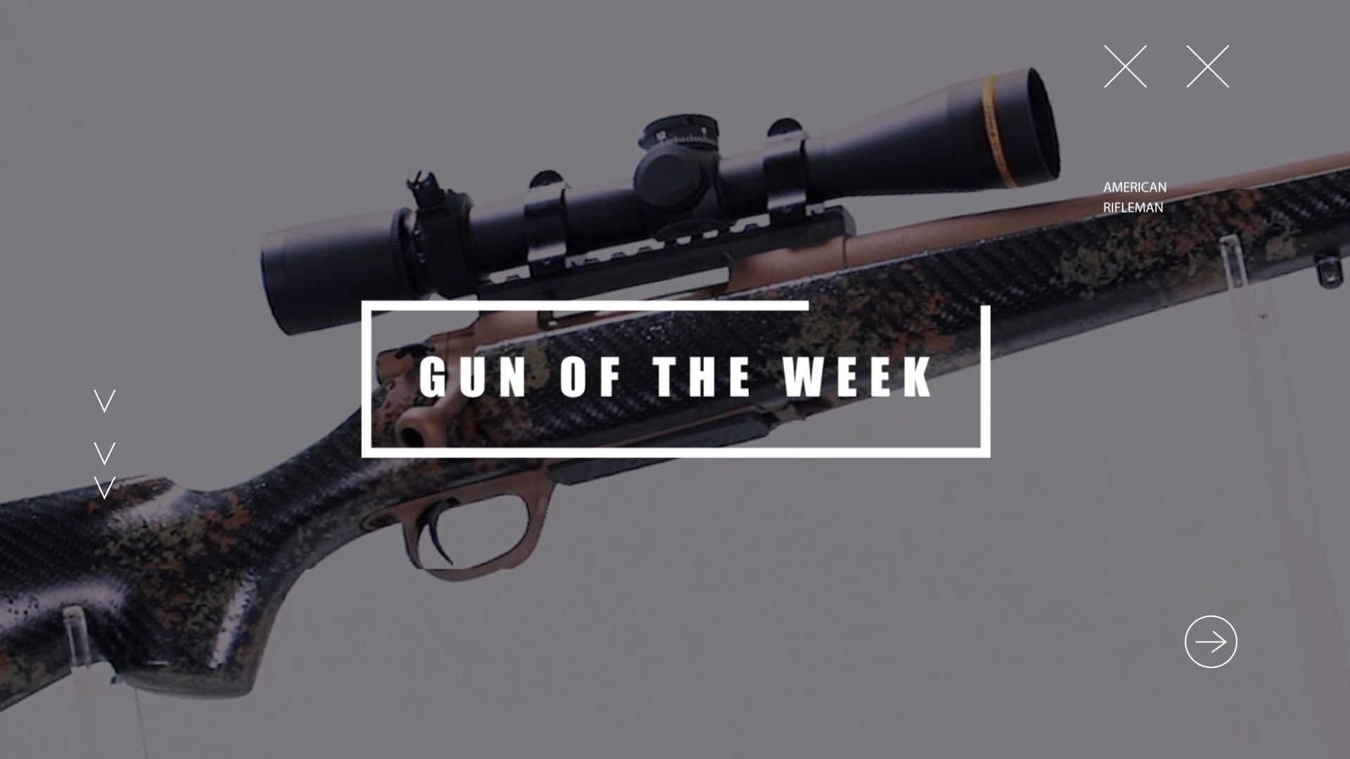 Gun Of The Week title screen text overlay of howa m1500 super lite carbon bolt-action rifle background leupold gold ring optic scope
