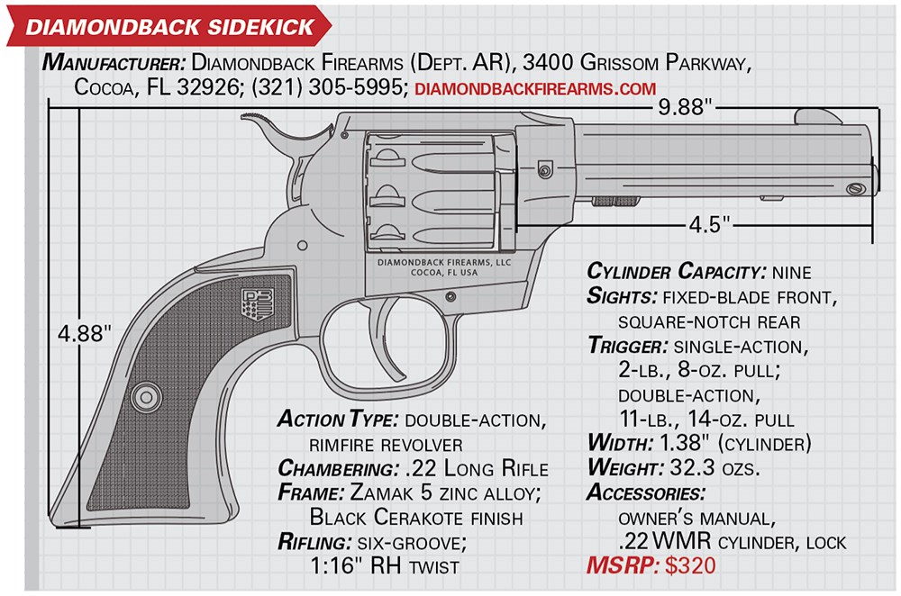 Diamondback Sidekick specs table data drawing gun revolver