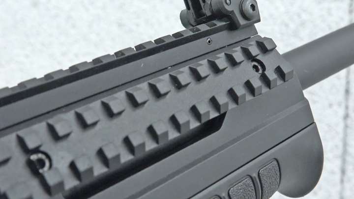 Section of rail on shotgun.