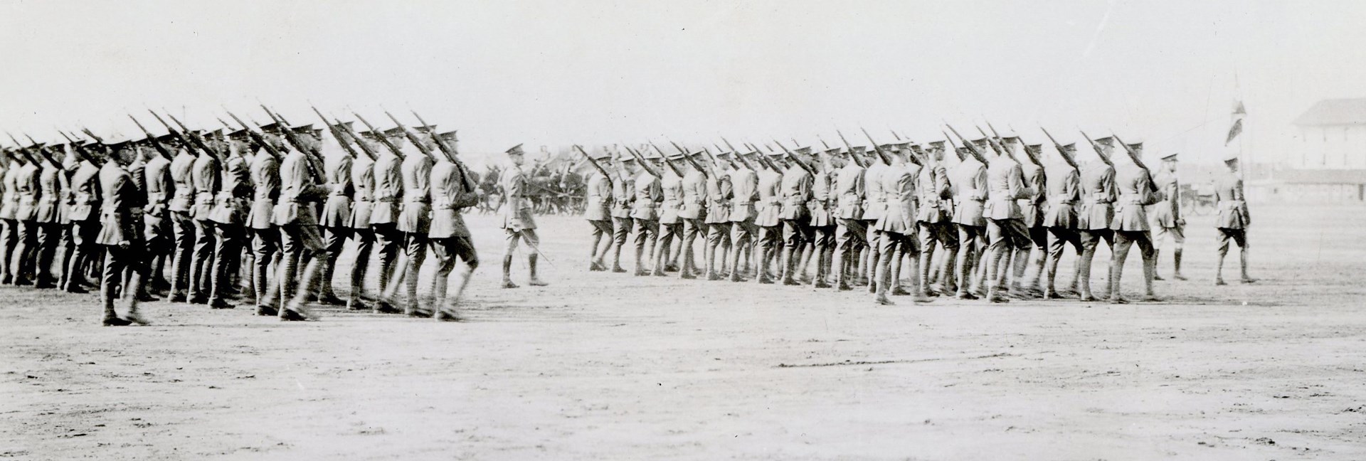 Men of the 29th Infantry Regiment at drill while stationed at Fort Benning. The experimental bayonet was apparently quite liked by many of the enlisted personnel who were given it for testing.