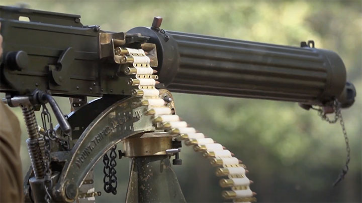 Another view of the Vickers Heavy Machine Gun in action.