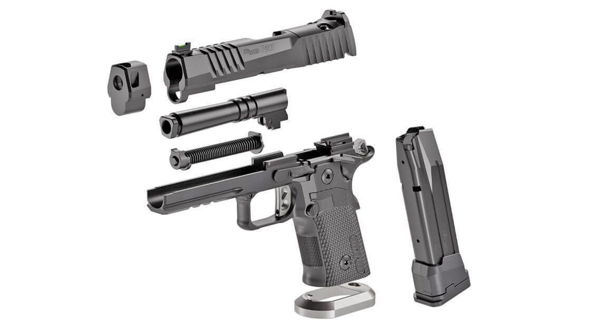 Disassembled view of the SIG Sauer P211-GTO pistol.