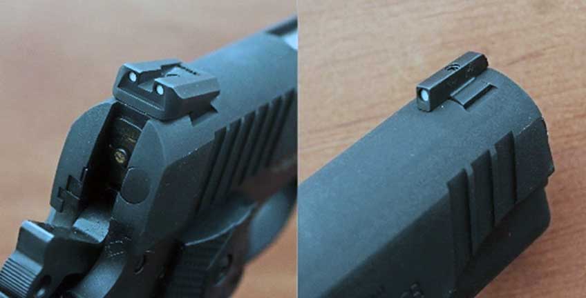 The Novak 3-dot sights that come on the Taurus 1911 Commander.