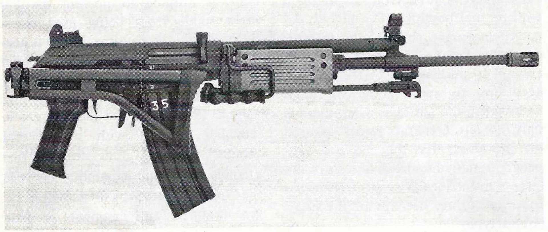 Right side of the Galil rifle with its stock folded.