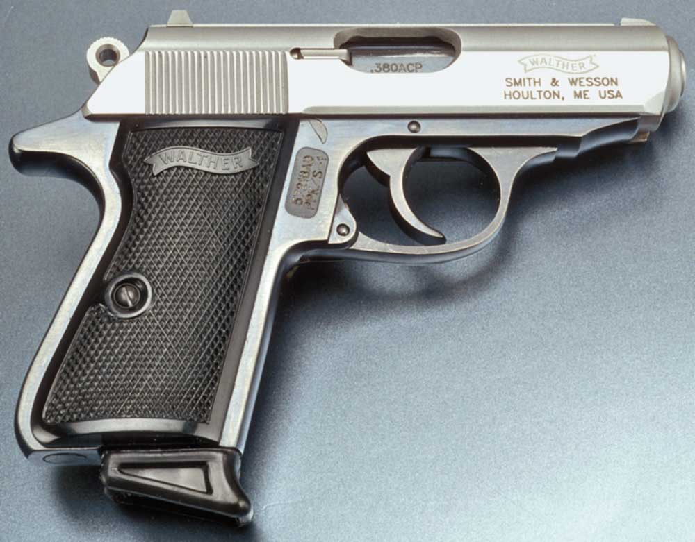 right side stainless steel Walther PPK/s pistol in 380 ACP gun handgun plastic metal steel