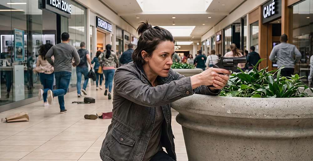 woman defending herself at a mall shooting