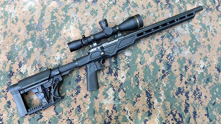 The CZ 457 Varmint Precision Chassis rifle with Leupold VX-3i LRP 4.5-14X scope used in this review.