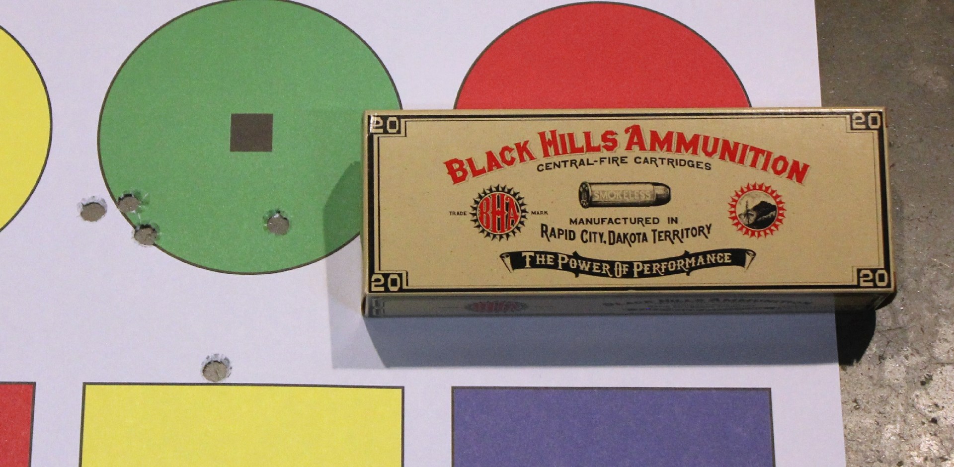 Black hill's cowboy load accuracy target colored circle