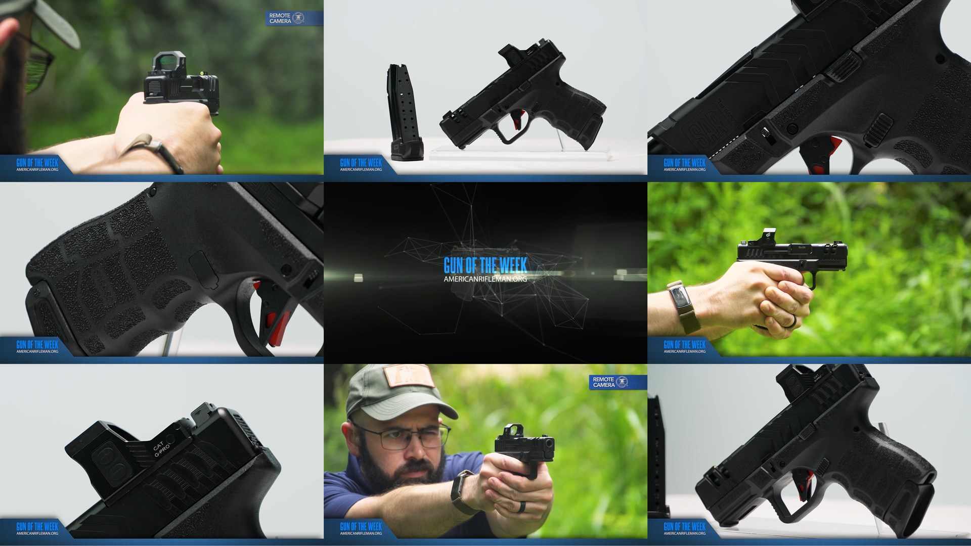 GUN OF THE WEEK mosaic tiles gun SAR9 SC Gen3 pistol closeups man shooting outdoors