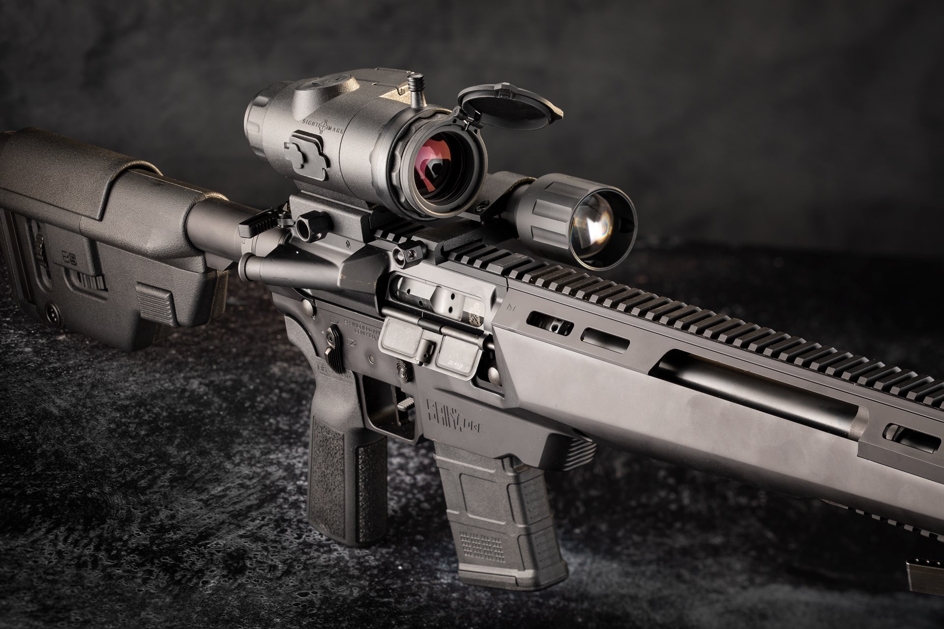 Sightmark Wraith optic on top Springfield Armory Saint rifle precision night vision IR illuminator
