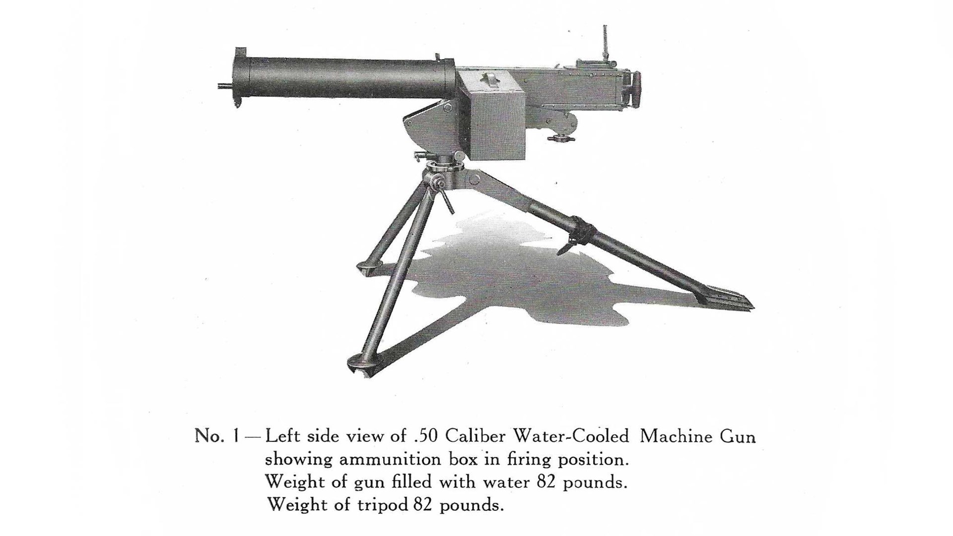 left side view of the Colt Model 1924 Water-Cooled Machine Gun