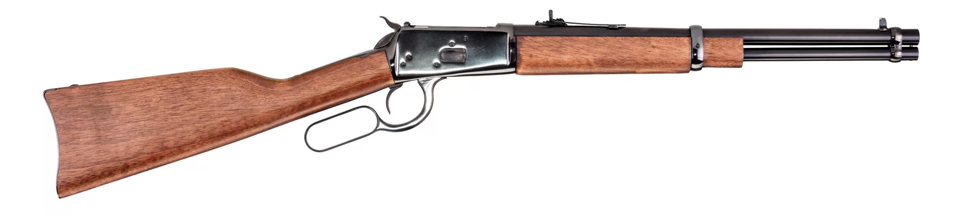 Rossi R92 lever-action rifle wood stock classic gun right-side view on white