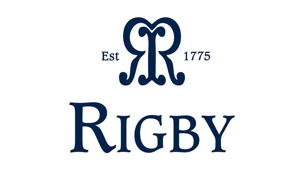 RIGBY logo with crown and established 1775 text