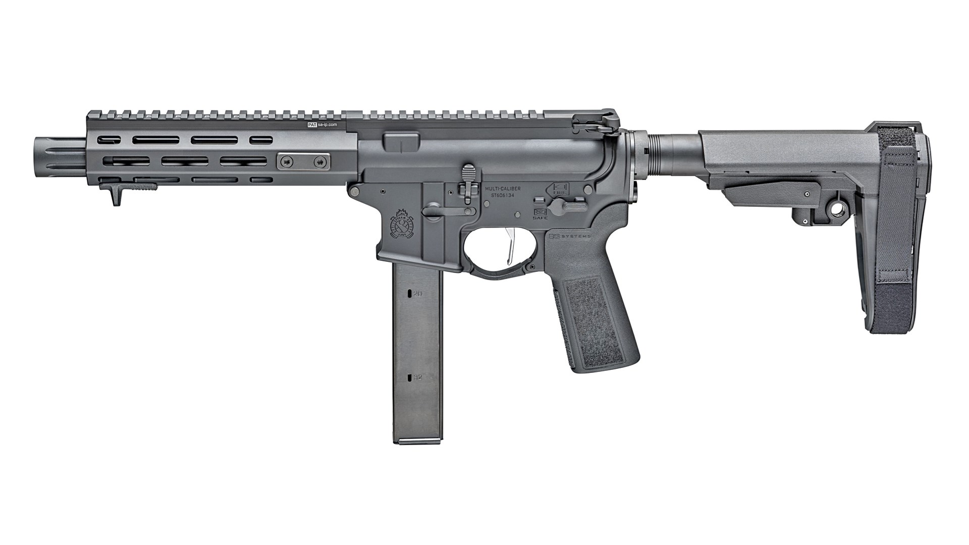 Left side view of the Springfield Armory Saint Victor AR pistol in 9 mm Luger.