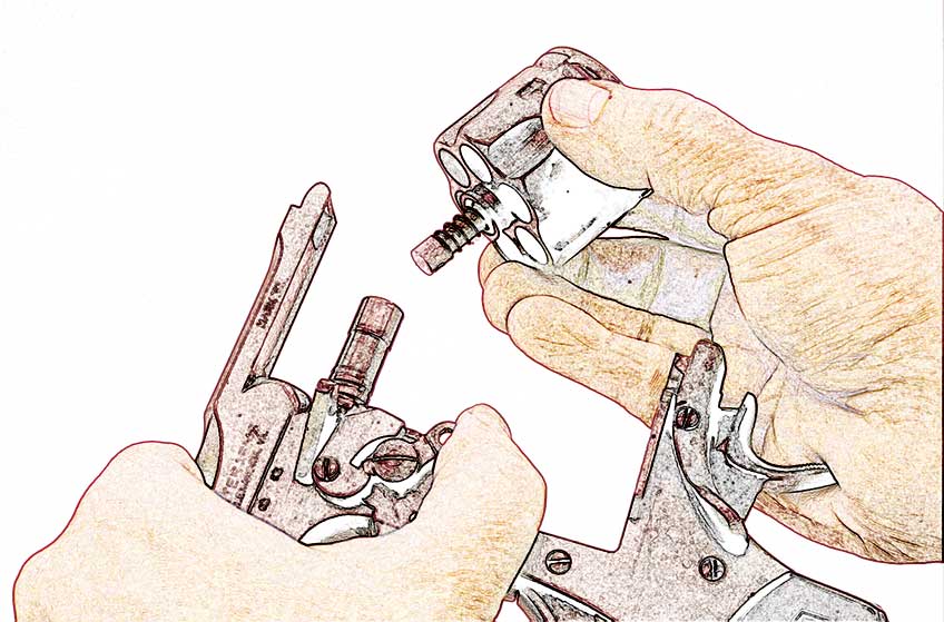 revolver parts cartoonized in hands cylinder removal frame revovler