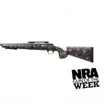 left side bolt-action rifle camouflage paint gun text on image noting "NRA Gun of the Week"