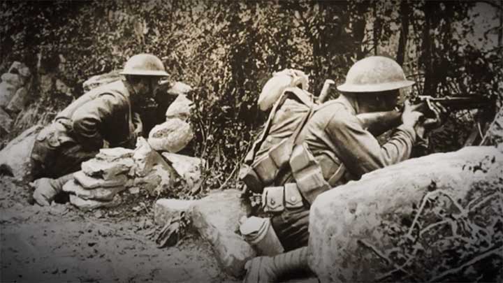 World War I era American soldiers in combat.