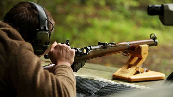 Shooting a SMLE with the Lattey version of Galilean sights mounted.