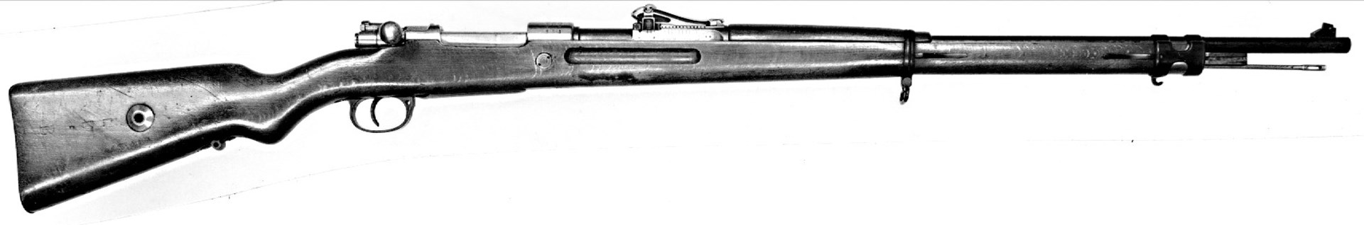 Right-side view bolt-action mauser rifle pre-war world war i black white vintage gun