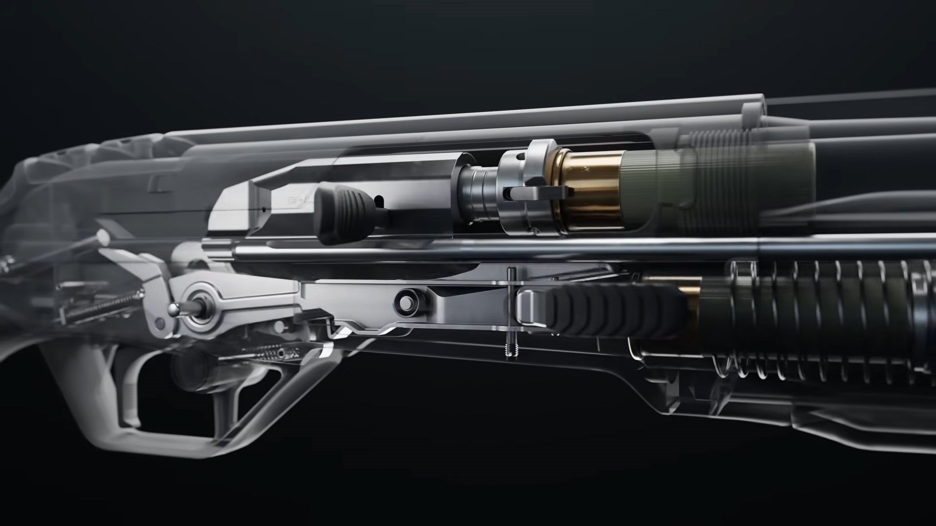 3D rendering of the Beretta AX800 semi-automatic shotgun action.