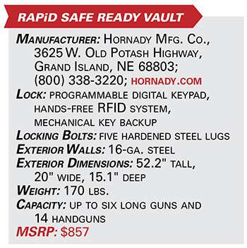 specification table for gun safe