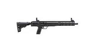 Right-side view Ruger LC Charger pistol-caliber carbine black rifle on white background