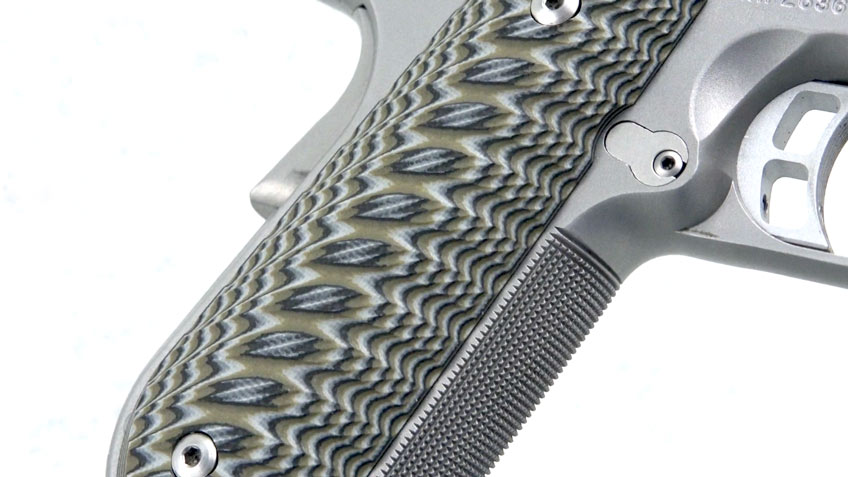 Handgun grip silver metal color patterns
