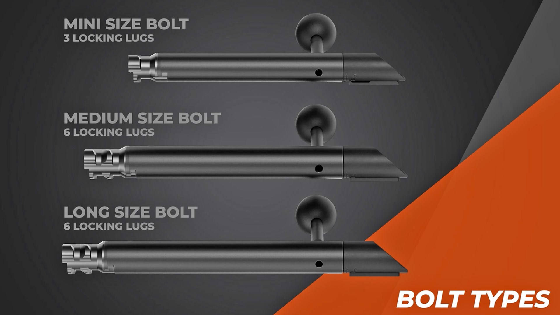 3D rendering of the different bolt lengths of the CZ 600 platform.