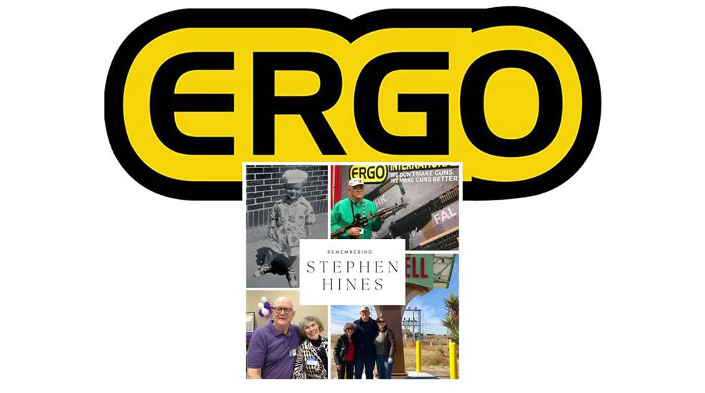 ERGO Grips logo over images over company founder and inventor the late Stephen C. Hines