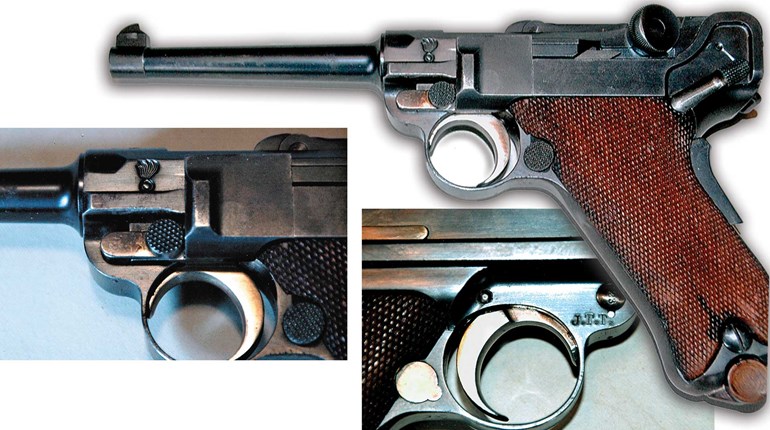 Luger questions and answers column american rifleman gun pistol handgun left side view details inset within image