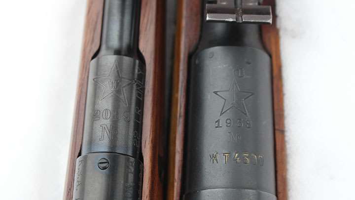 The receiver markings of the Keystone Firearms KSA9130 compared to an actual Mosin-Nagant M91/30.