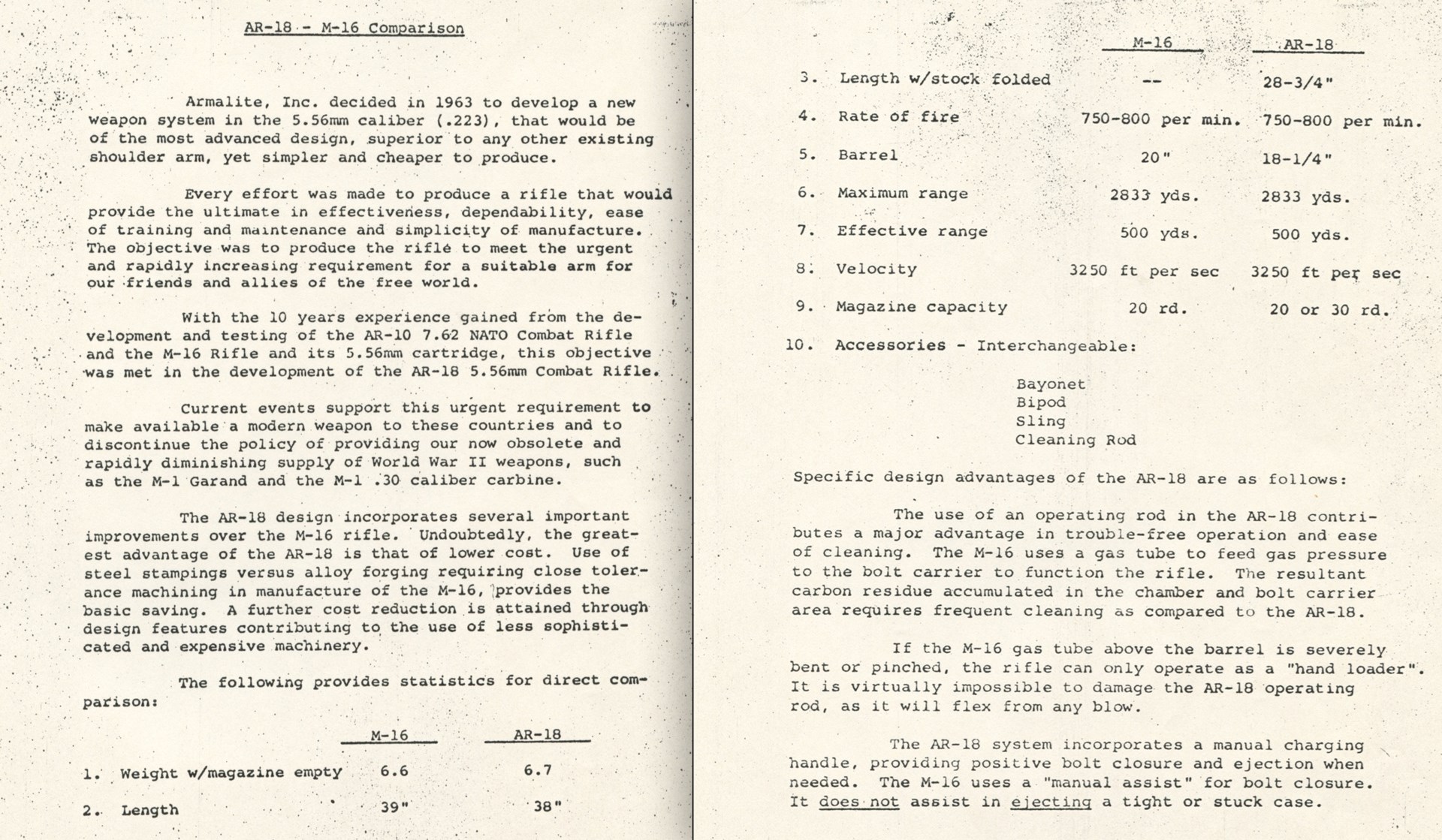ar-18 comparison letter vintage amralite m16