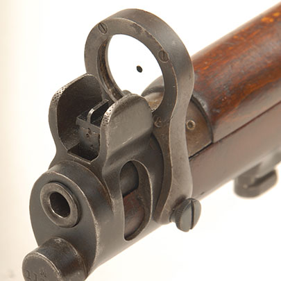 A Martin front lens mounted on a SMLE with 4 m.o.a. aiming dot.