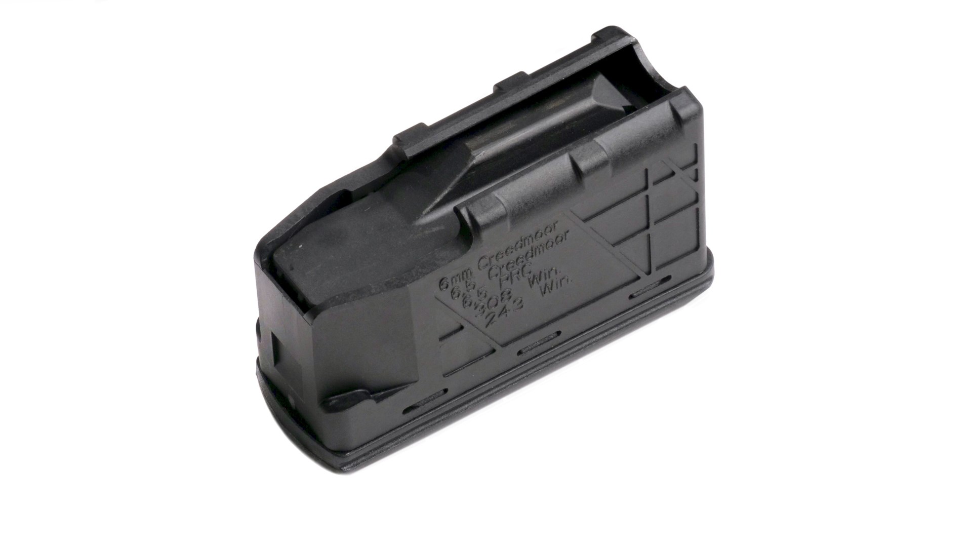 CZ 600 bolt-action rifle magazine detachable box black polymer construction .308 Win. size left-side view on white background