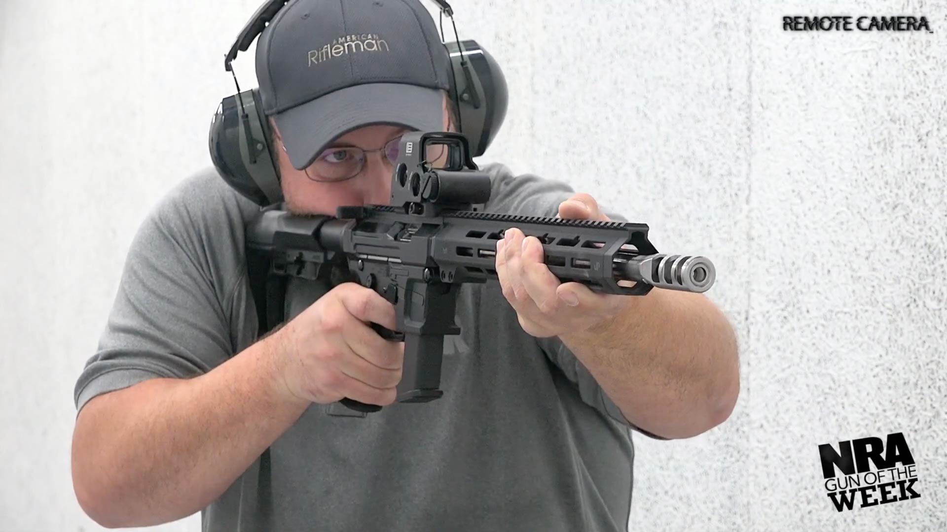 man on shooting range with JP Enterprises JP-5 Steel Challenge Carbine