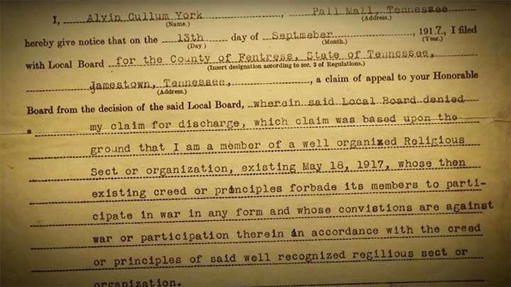 Alvin York's appeal for conscientious objector status.