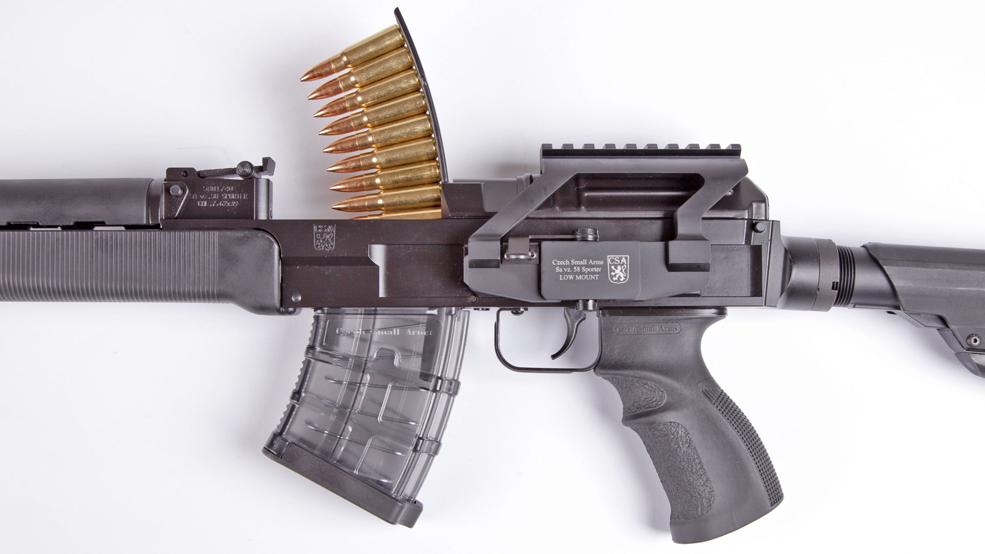 A stripper-clip-fed model of the state-compliant CzechPoint vz.58 rifle.