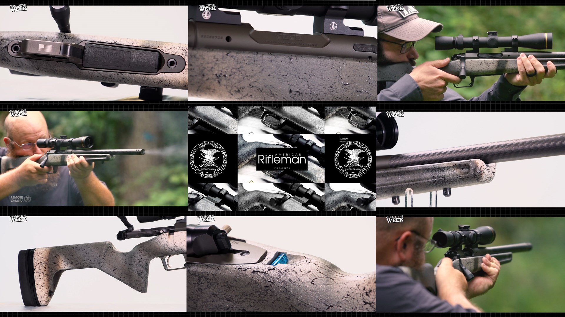 Springfield Armory GOTW gun of the week Model 2020 Redline bolt-action rifle detail images tiles 9 images stack arrangement men shooting outdoors closeup hunting rifle camo