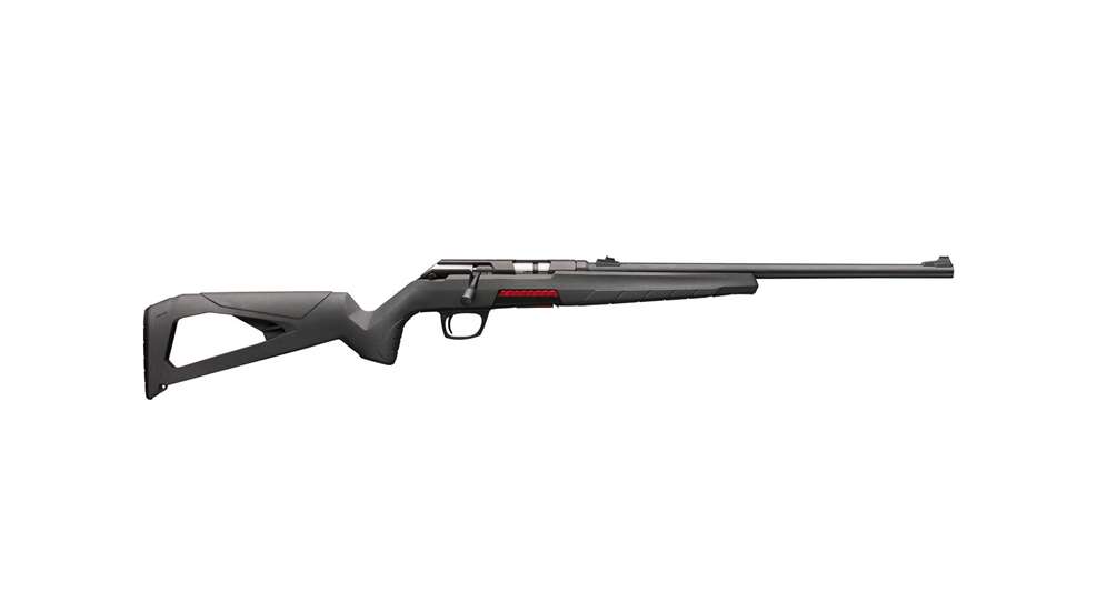 Winchester Xpert 22 LR right-side view bolt-action rifle gray composite stock blued steel barrel