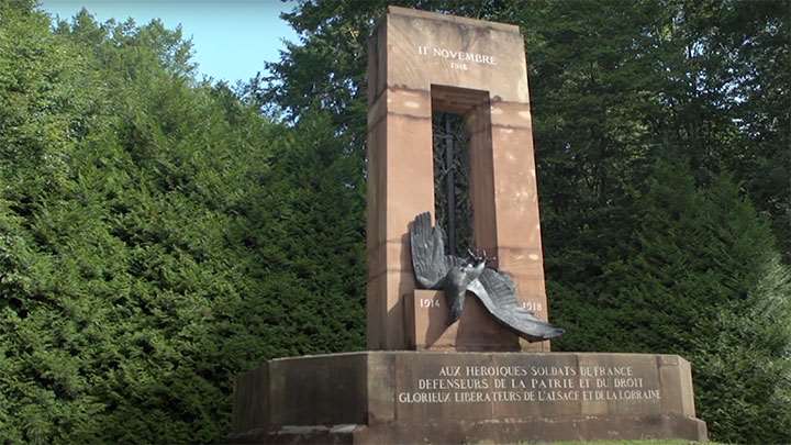 A French memorial commemorating the Nov. 11, 1918 armistice near where it was signed.