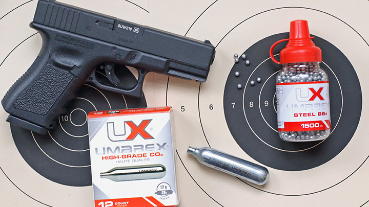 Umarex offers a line-up of factory licensed BB and airsoft replicas of full-sized firearms, such as this Glock 19 Gen 3.