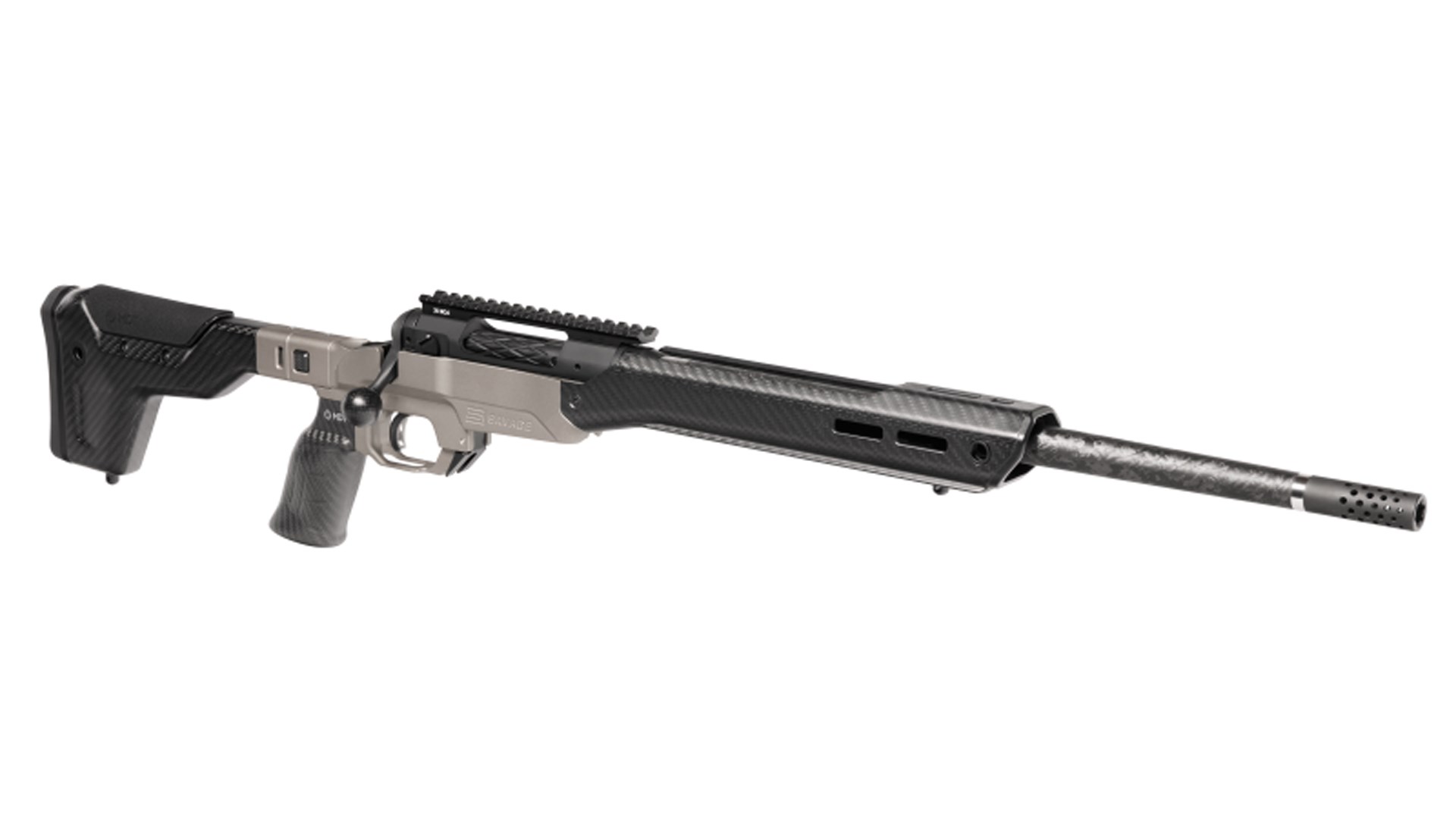 Right side of the Savage 110 Ultralite Elite chassis rifle.